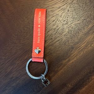 Kate Spade Leather Keychain, Orange And Gold